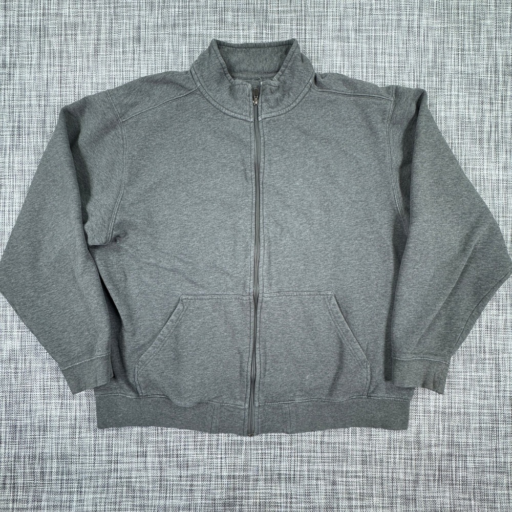 LL Bean Mens XL Traditional Fit Full Zip Sweatshirt Gray Cotton Blend Mock Neck